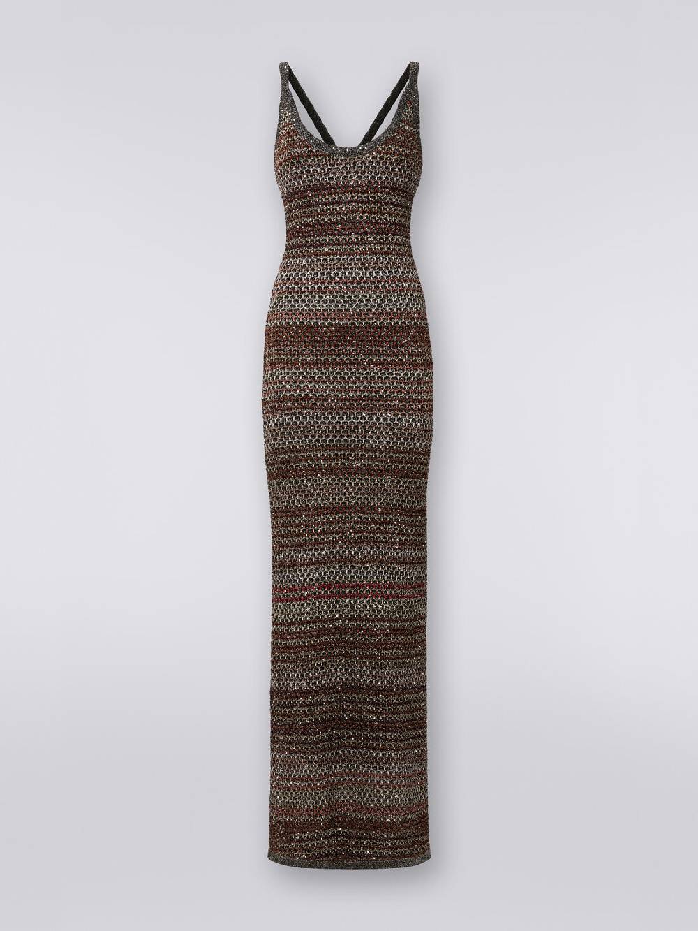 M Missoni Abito lungo in maglia zig zag con trama effetto uncinetto In Vendita