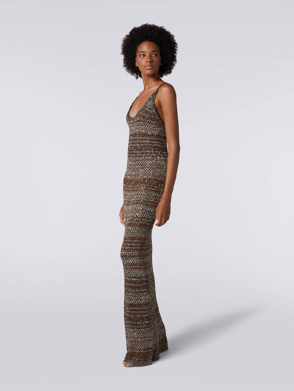 M Missoni Abito lungo in maglia zig zag con trama effetto uncinetto In Vendita
