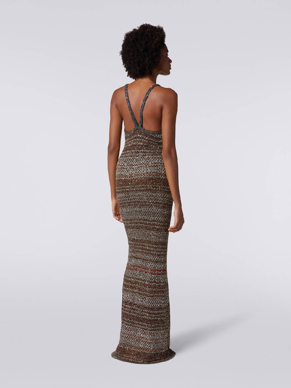 M Missoni Abito lungo in maglia zig zag con trama effetto uncinetto In Vendita