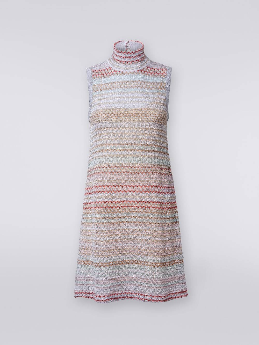 M Missoni Mini-abito in maglia a rete con collo alto e applicazione di paillettes Offerte