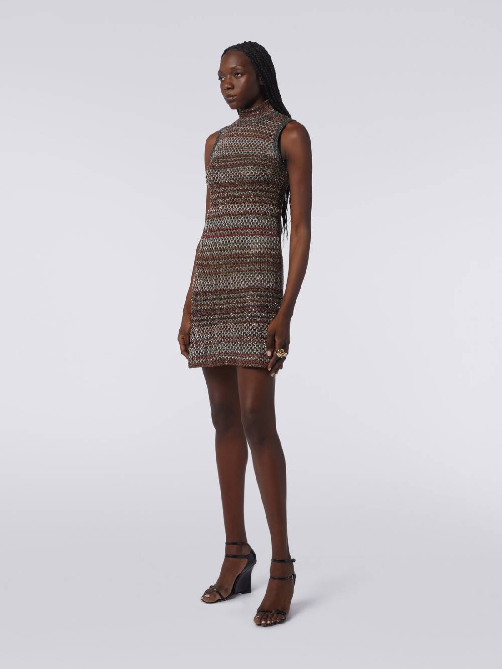 M Missoni Mini-abito in maglia a rete con collo alto e applicazione di paillettes Hotsell