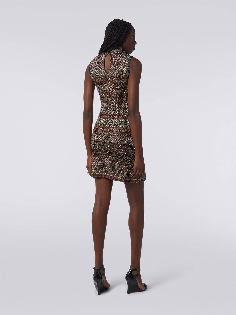 M Missoni Mini-abito in maglia a rete con collo alto e applicazione di paillettes Hotsell