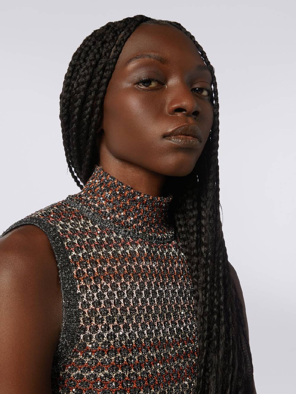M Missoni Mini-abito in maglia a rete con collo alto e applicazione di paillettes Hotsell