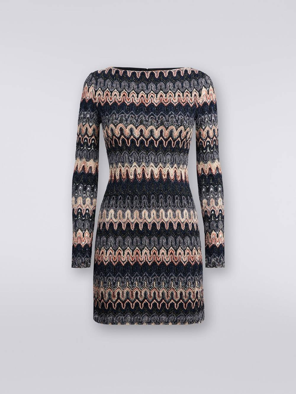 M Missoni Mini-abito a maniche lunghe in misto viscosa motivo a onde Vendita Economica