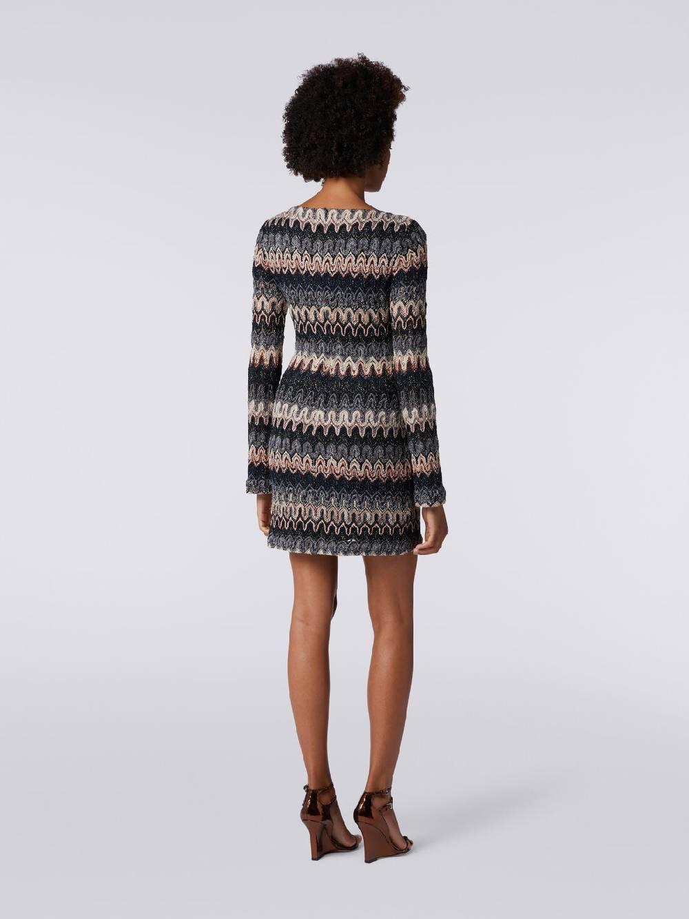 M Missoni Mini-abito a maniche lunghe in misto viscosa motivo a onde Vendita Economica