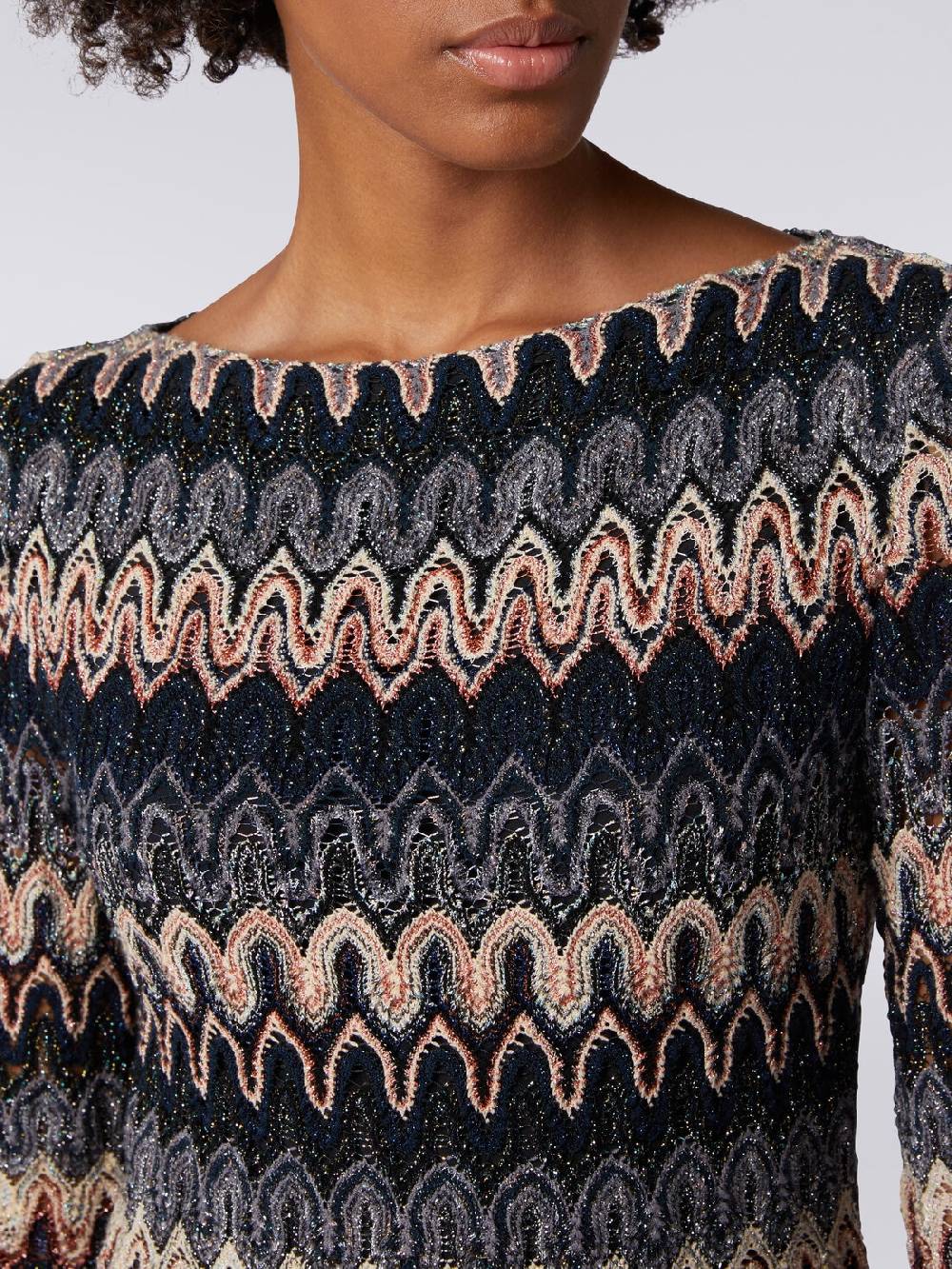 M Missoni Mini-abito a maniche lunghe in misto viscosa motivo a onde Vendita Economica