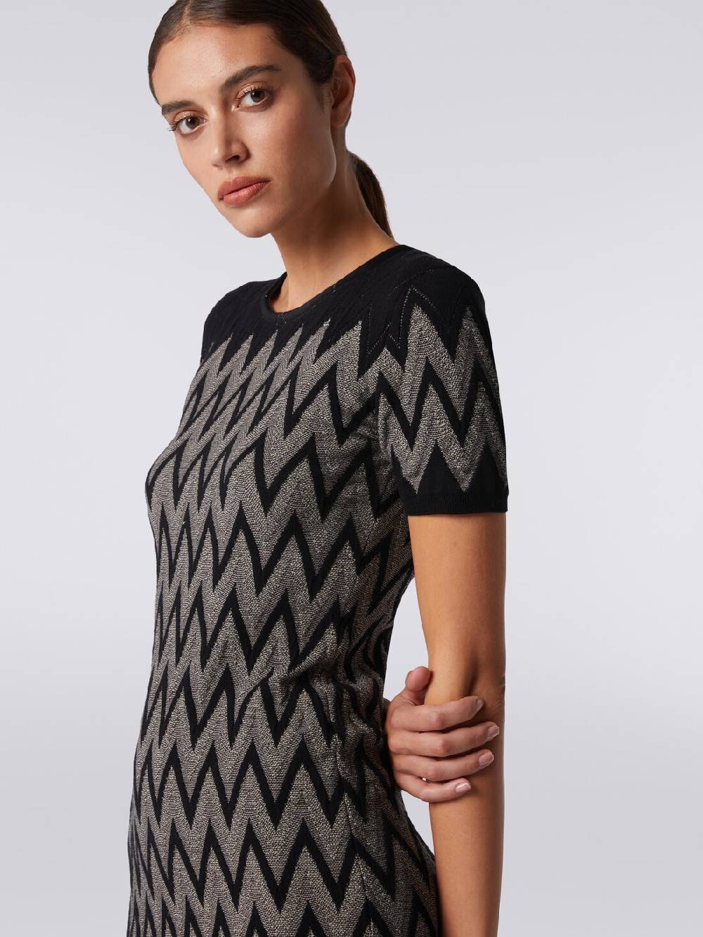 M Missoni Abito girocollo in cotone chevron con lurex I Più Venduti