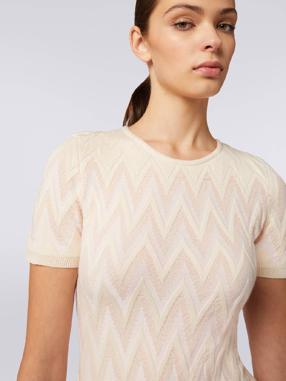 M Missoni Abito girocollo in cotone chevron con lurex Offerta per la Festa della Mamma
