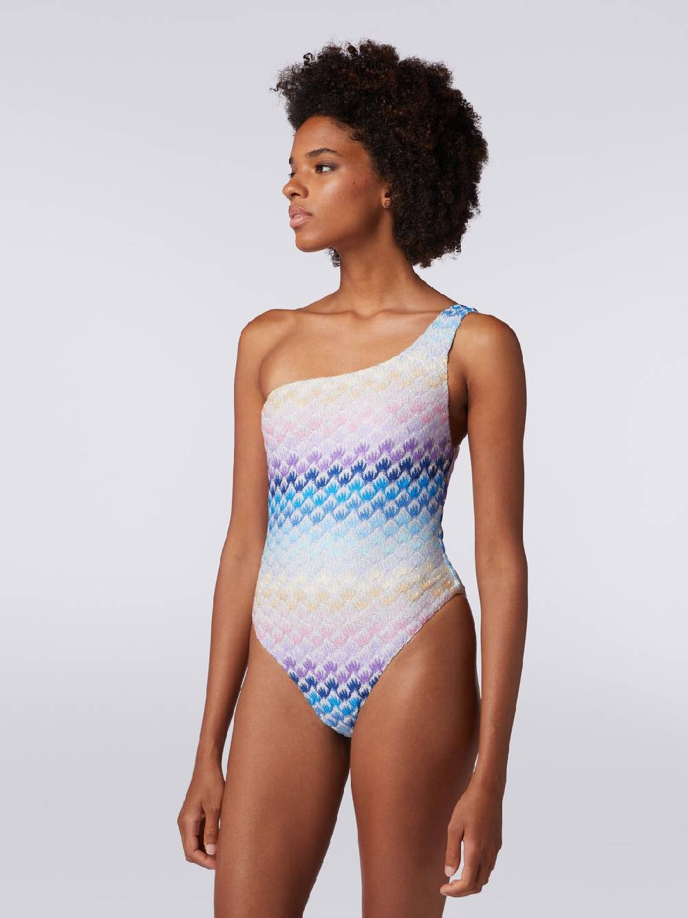 M Missoni Costume intero monospalla effetto pizzo con lurex In Saldo