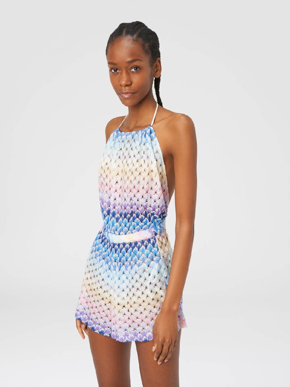 M Missoni Tuta corta in viscosa effetto pizzo dégradé con lurex Nuova