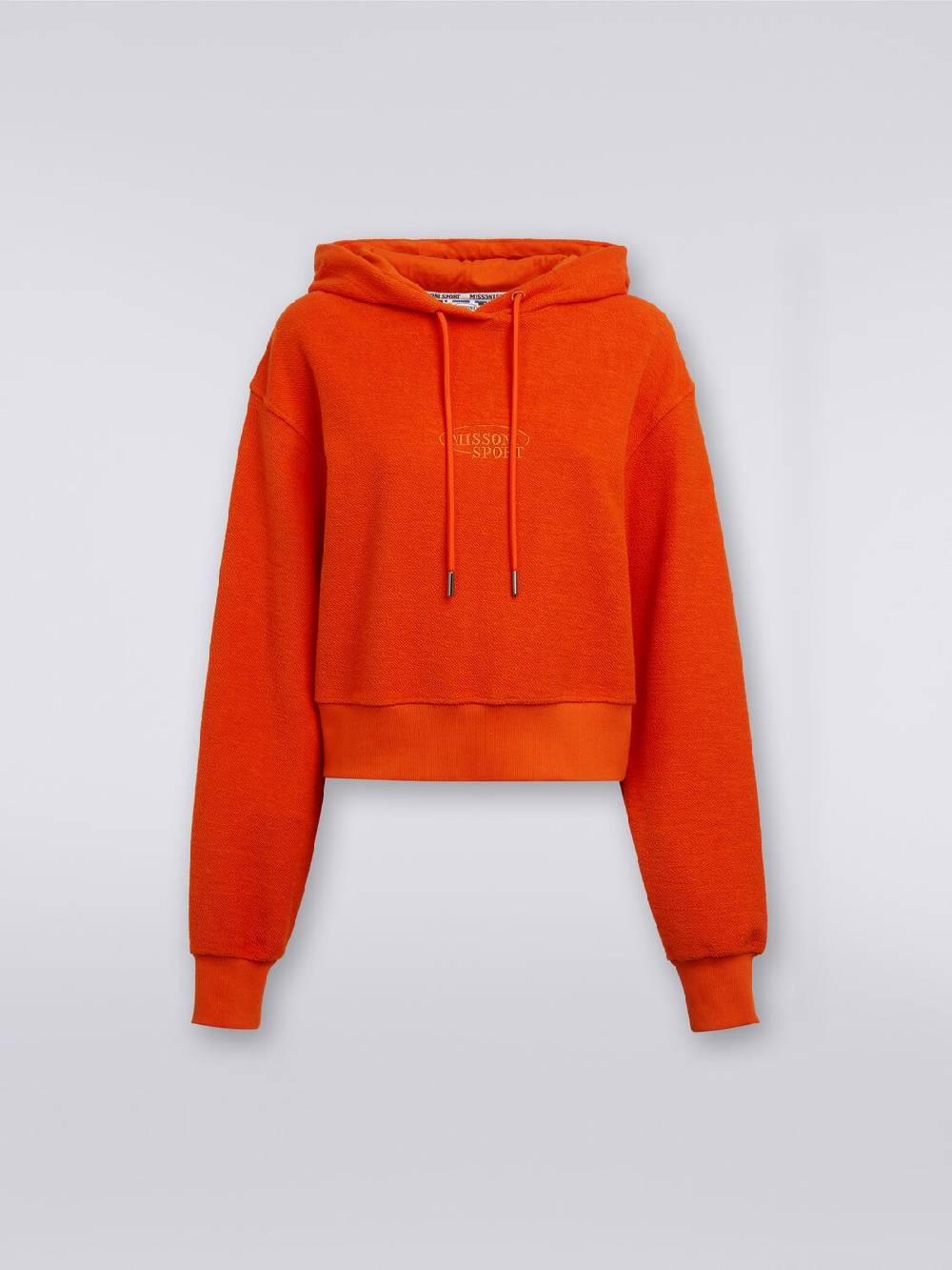 M Missoni Felpa garzata crop con cappuccio e logo 2025