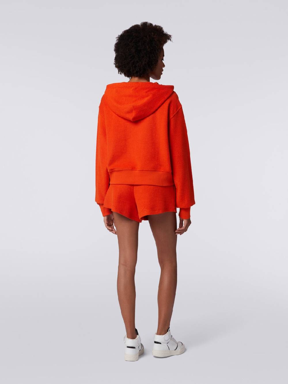 M Missoni Felpa garzata crop con cappuccio e logo 2025