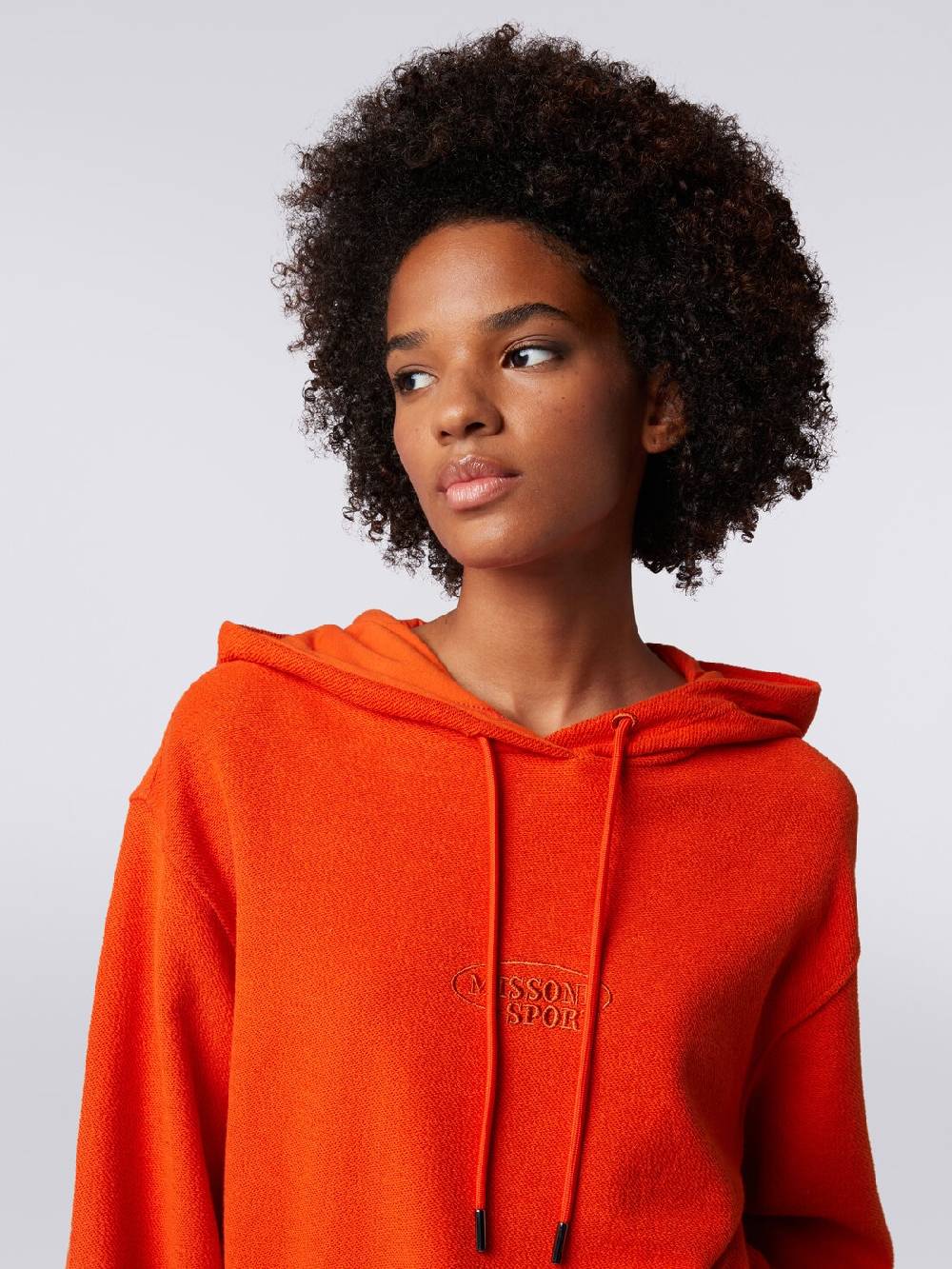 M Missoni Felpa garzata crop con cappuccio e logo 2025