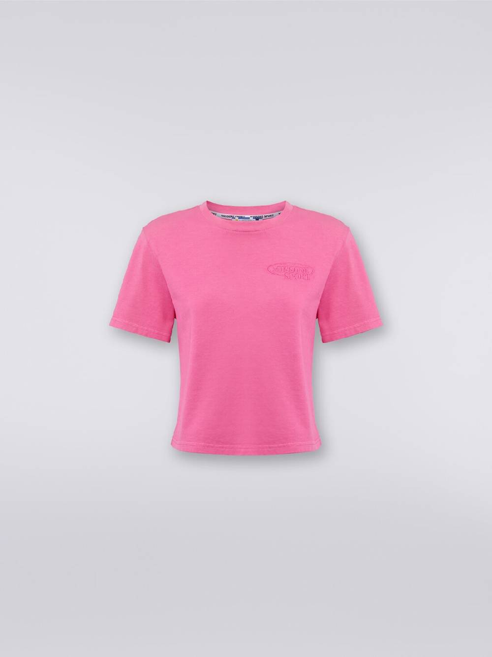 M Missoni T-shirt girocollo crop in cotone con logo Vendita