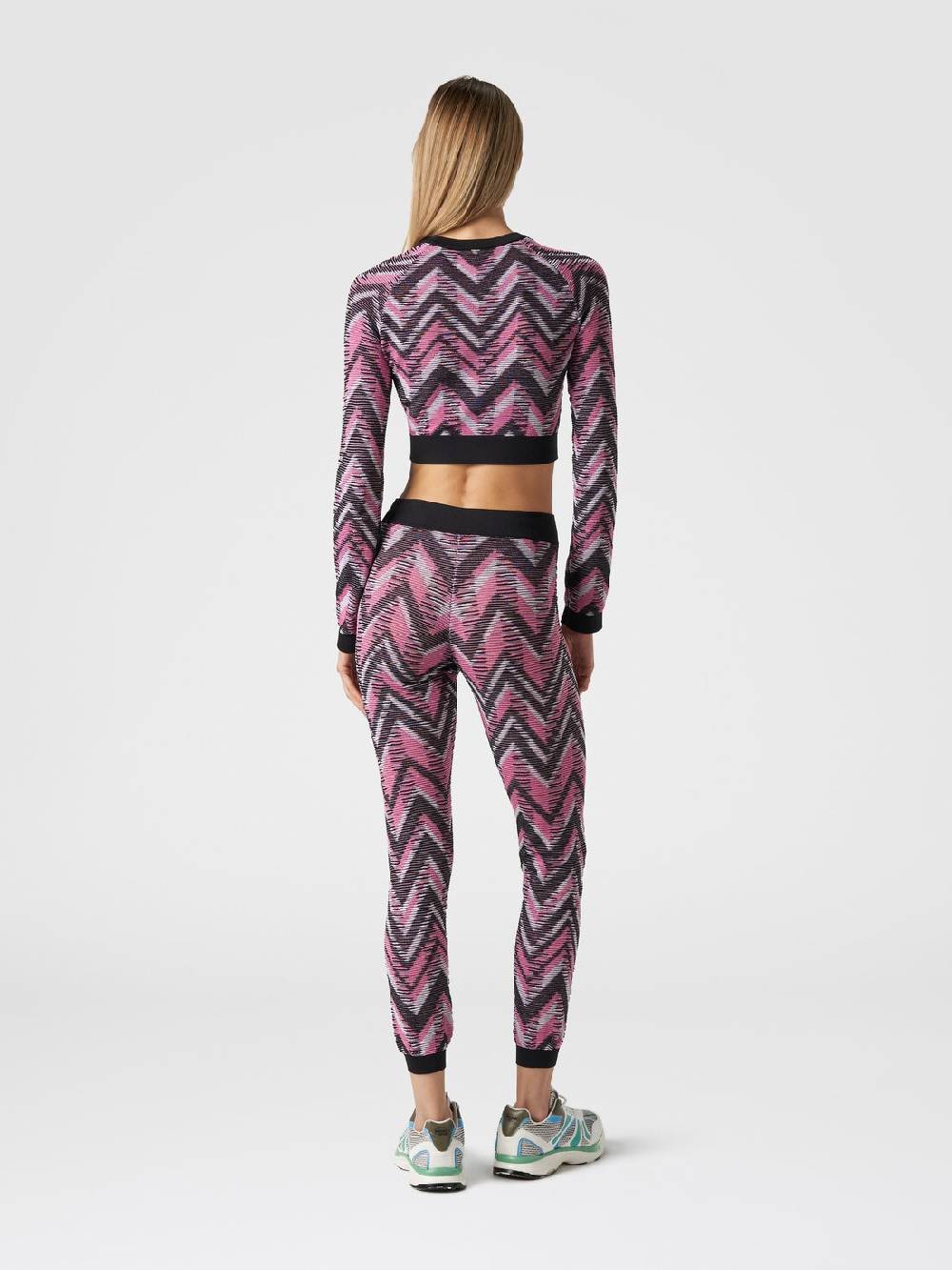 M Missoni Leggings in maglia chevron con logo Pezzi Unici