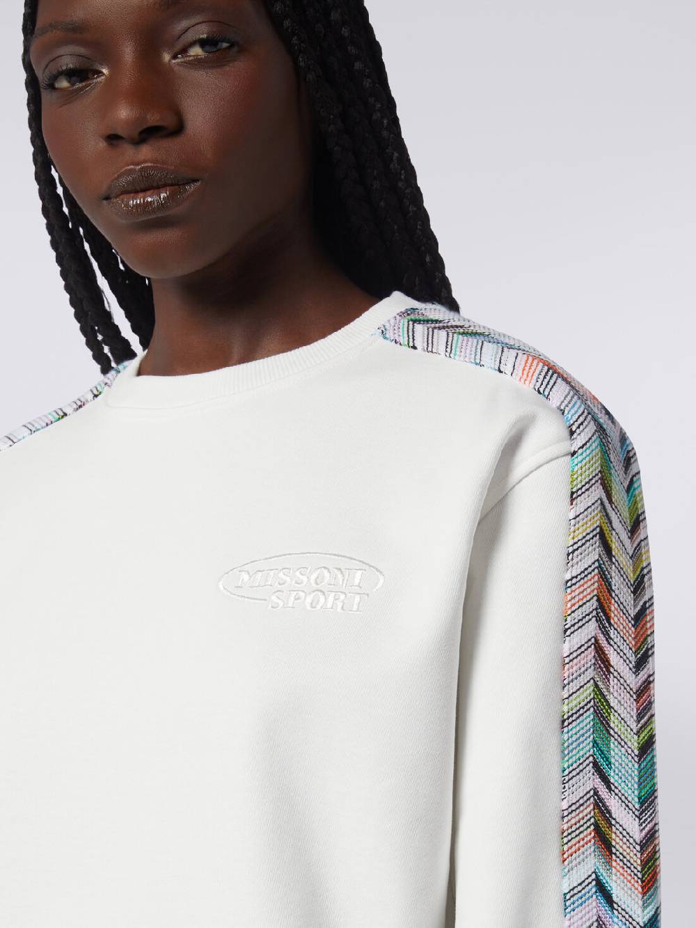 M Missoni Felpa girocollo con logo e dettagli in maglia Negozi Online