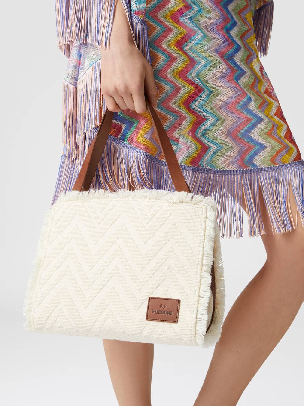 M Missoni Tote bag in misto cotone chevron Consegna Veloce