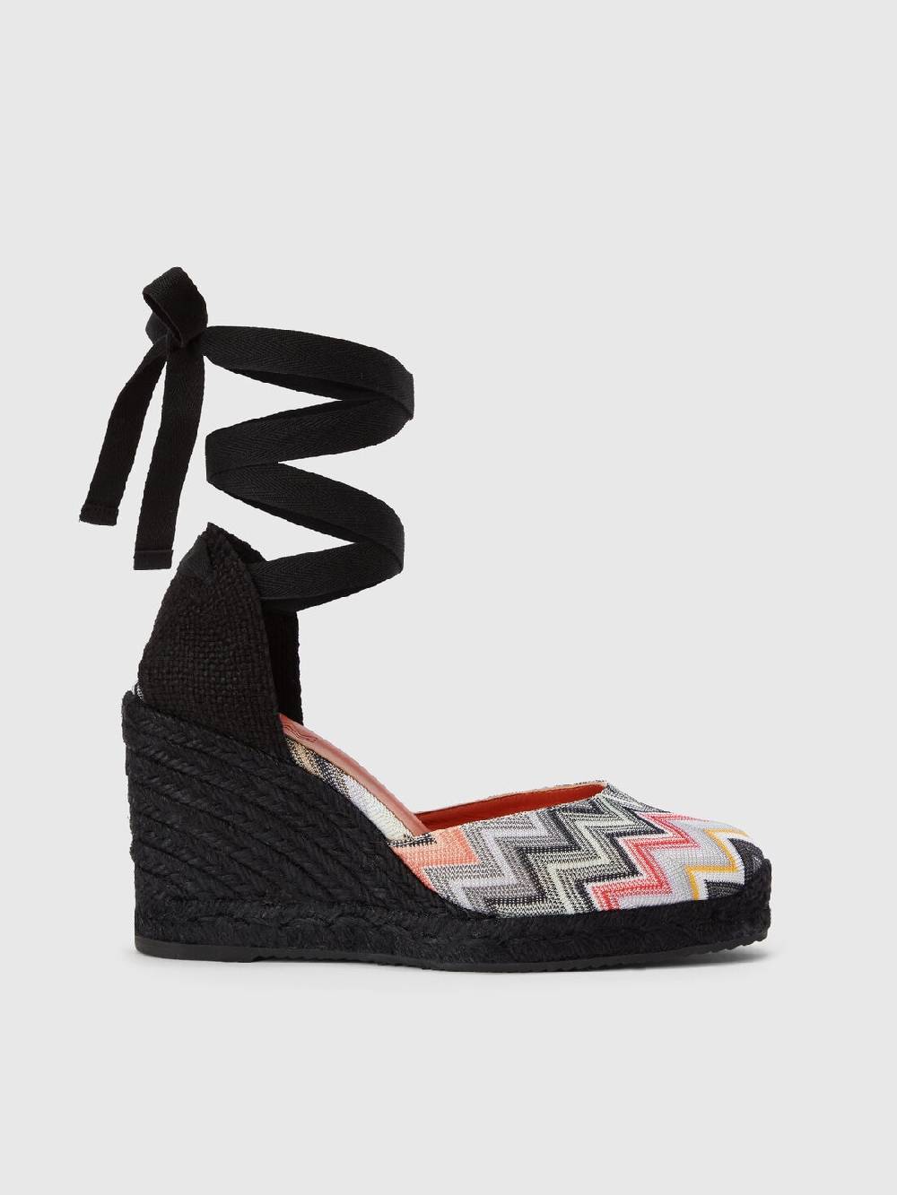 M Missoni Espadrilles con tomaia in tessuto chevron e zeppa Sconto