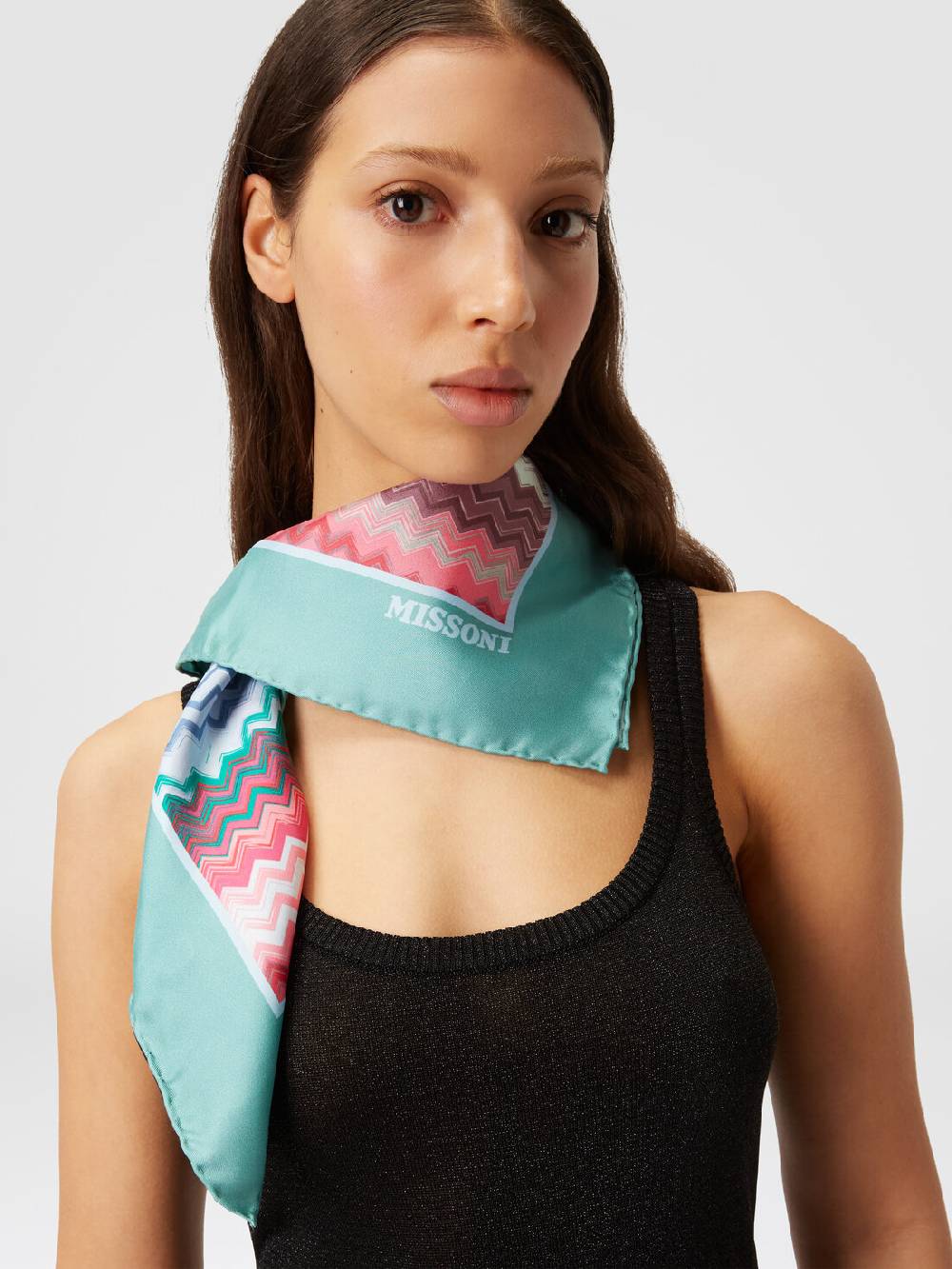 M Missoni Foulard in seta con motivo zig zag 2025