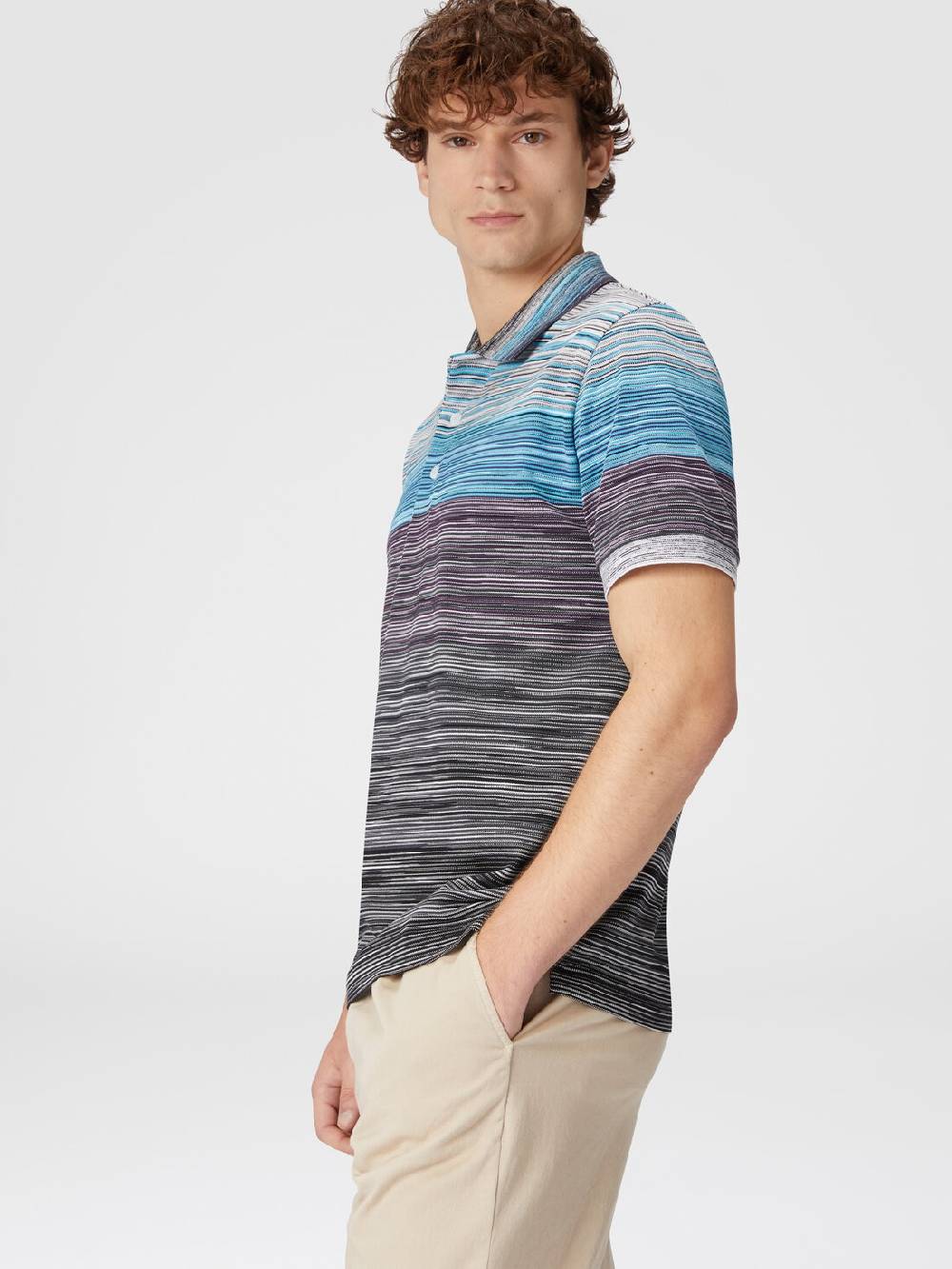 M Missoni Polo in piquet di cotone fiammato In Vendita