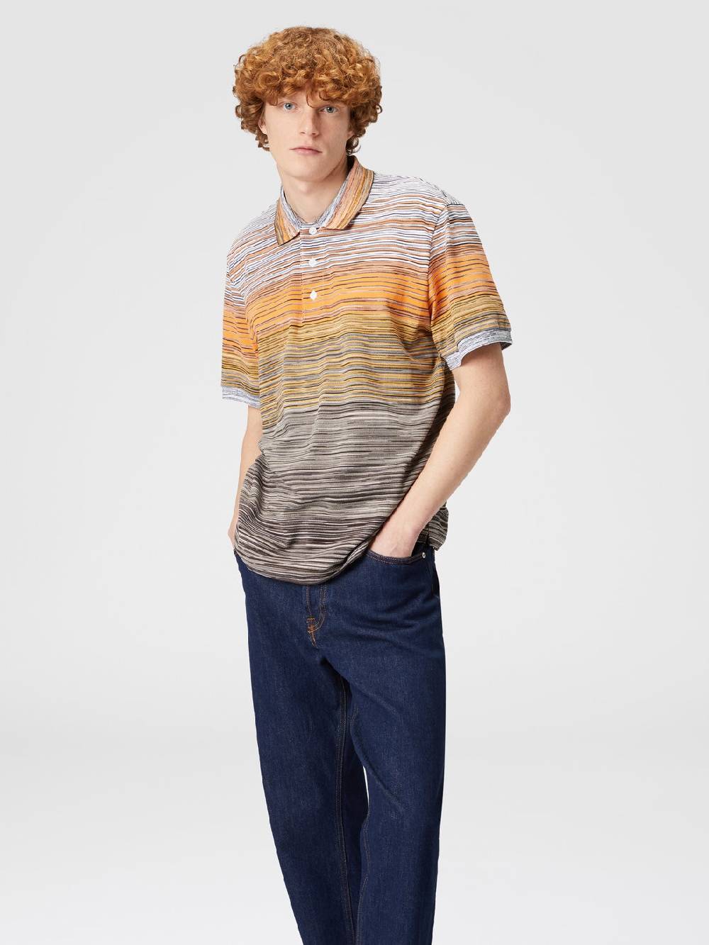 M Missoni Polo in piquet di cotone fiammato Saldi