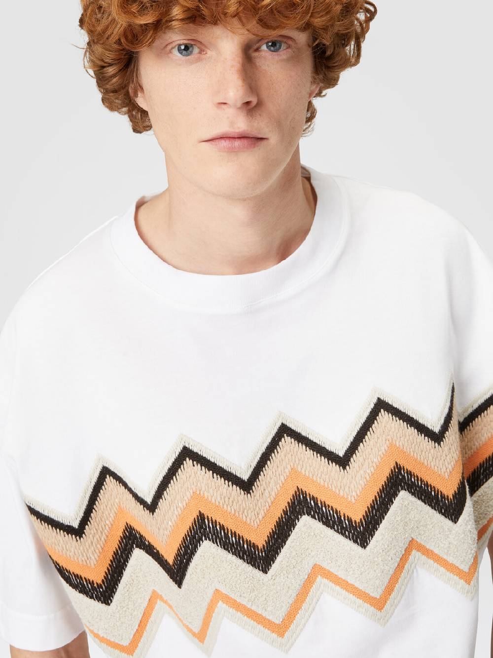 M Missoni T-shirt in jersey di cotone con ricamo zig zag Hotsell
