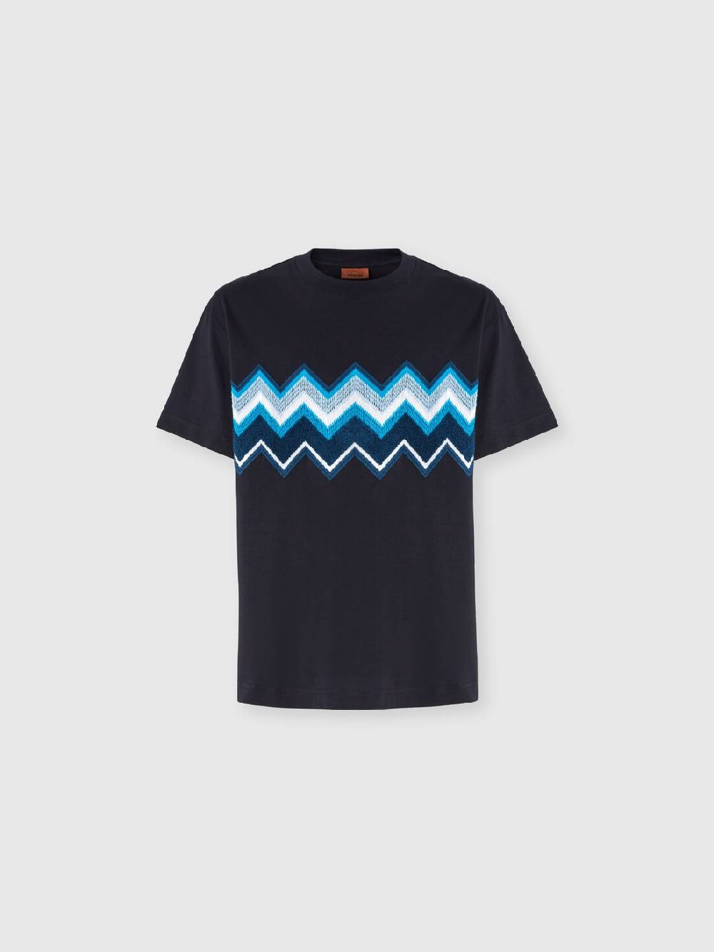 M Missoni T-shirt in jersey di cotone con ricamo zig zag Vendita Calda