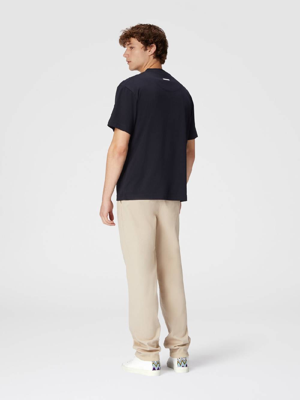 M Missoni T-shirt in jersey di cotone con ricamo zig zag Vendita Calda