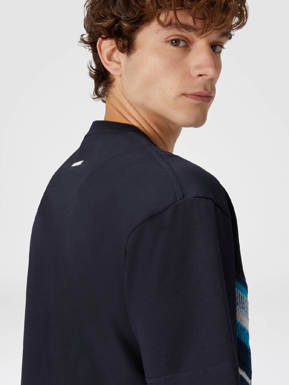 M Missoni T-shirt in jersey di cotone con ricamo zig zag Vendita Calda