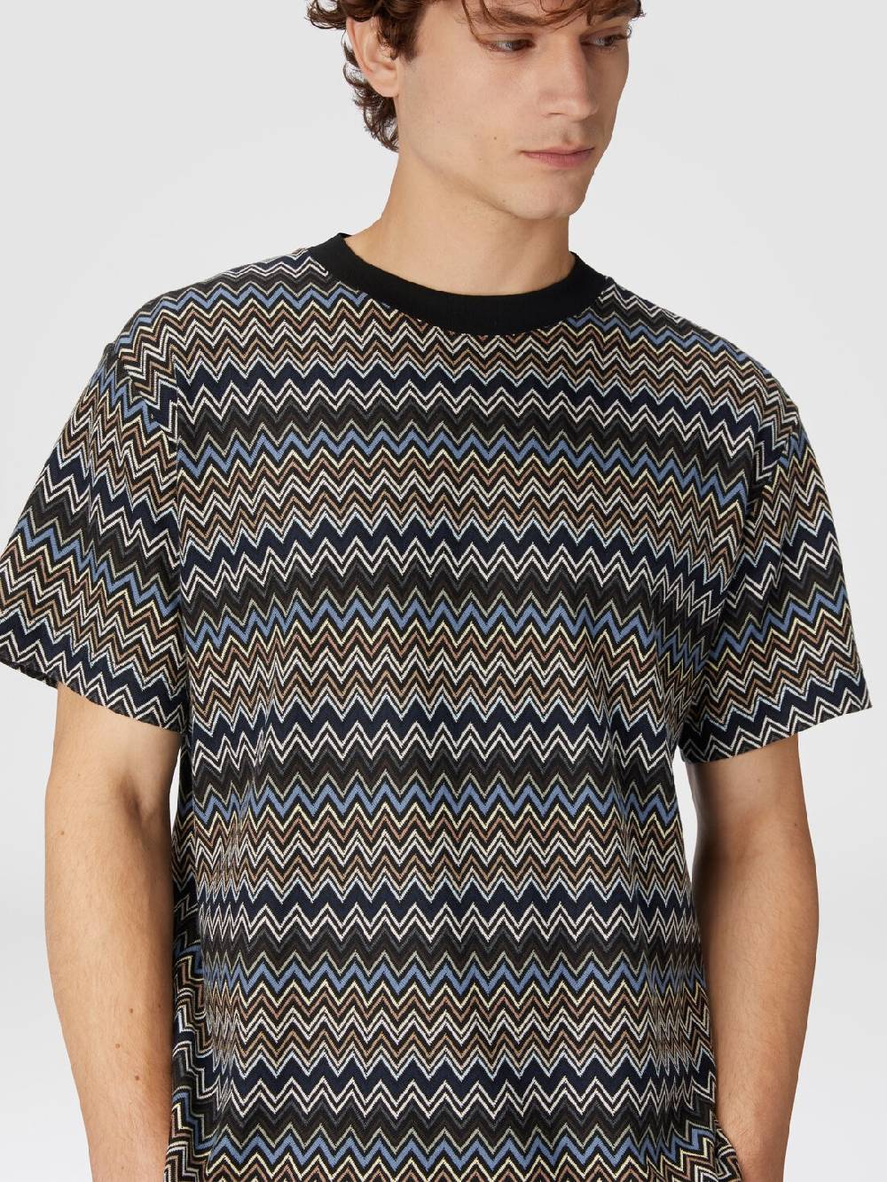 M Missoni T-shirt con motivo zig zag e logo posteriore Vendita Economica