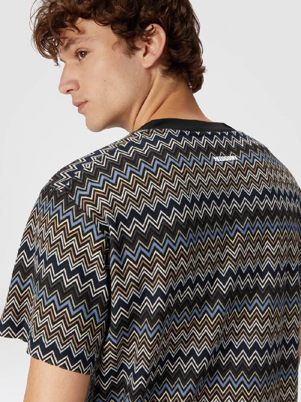 M Missoni T-shirt con motivo zig zag e logo posteriore Vendita Economica
