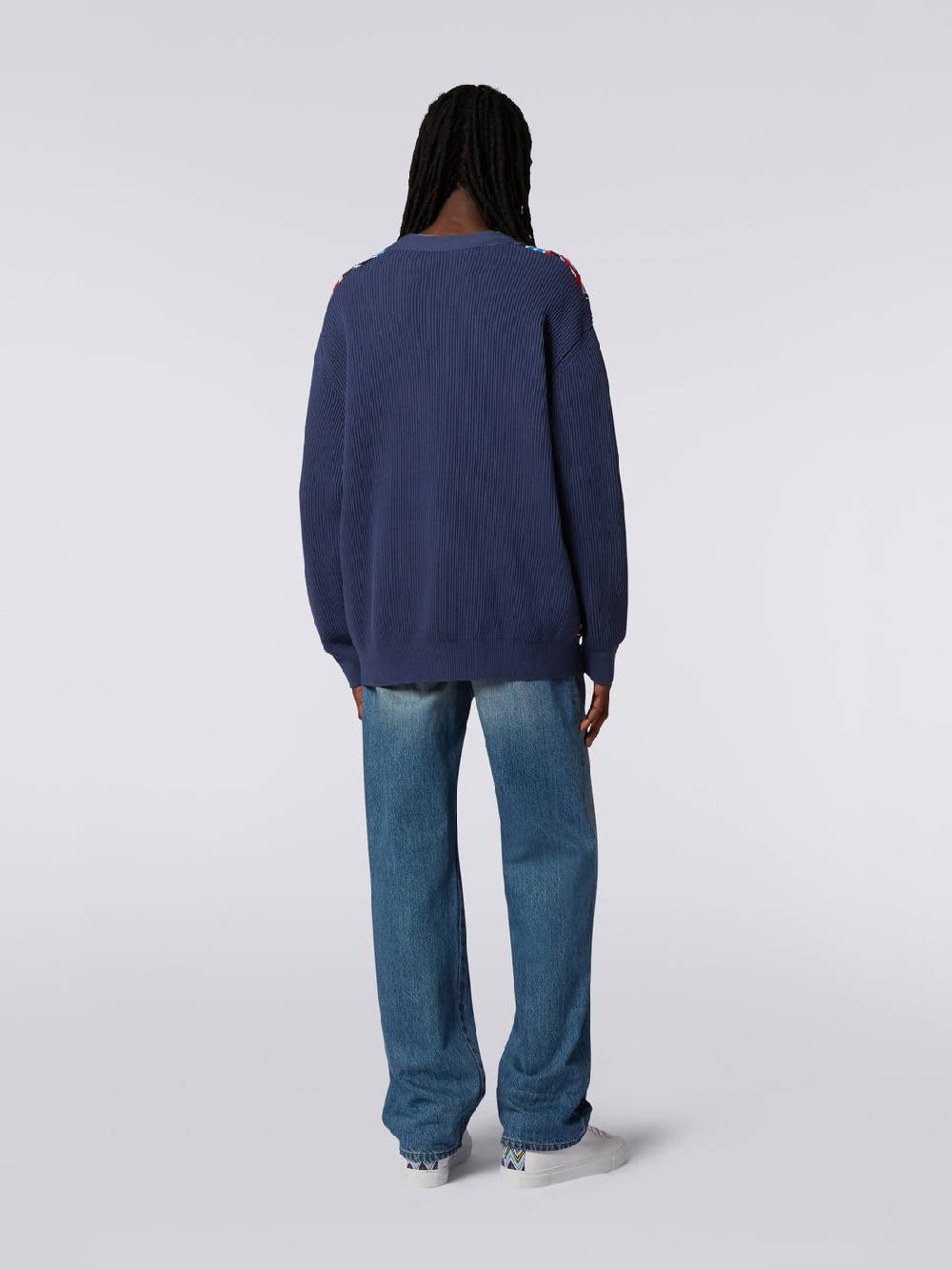 M Missoni Cardigan oversize in misto viscosa con inserti patchwork Vendite Flash