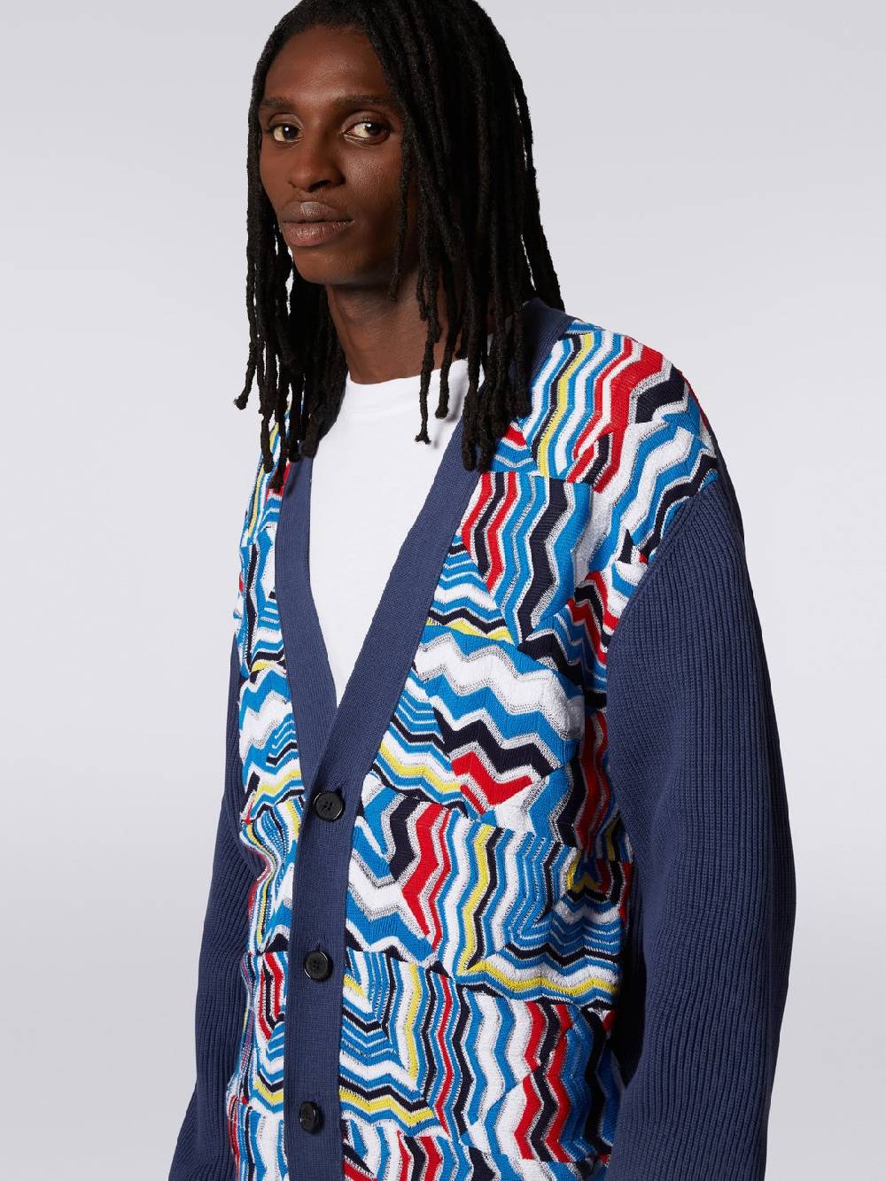 M Missoni Cardigan oversize in misto viscosa con inserti patchwork Vendite Flash