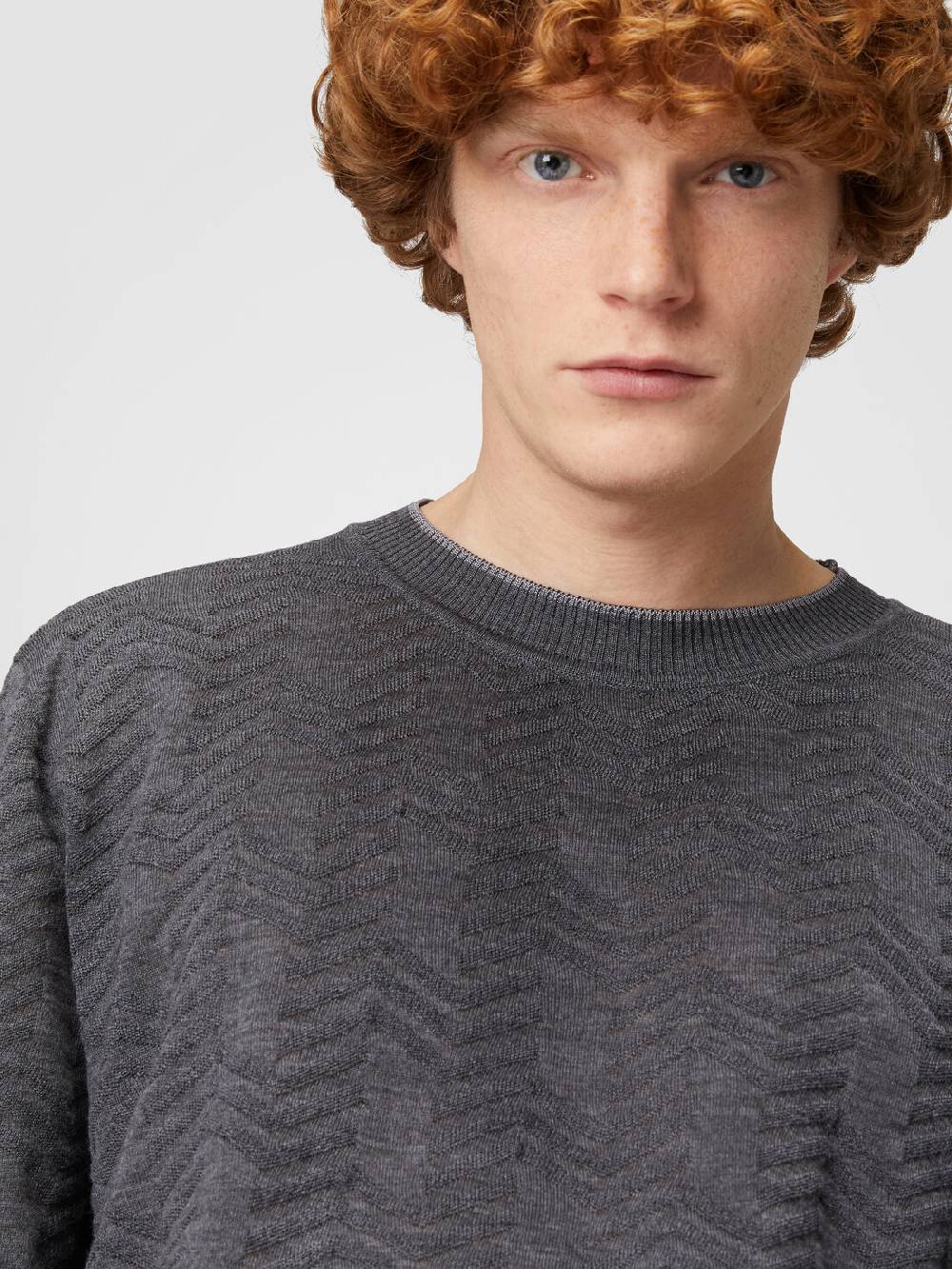 M Missoni Pullover girocollo in lana con chevron tono su tono In Saldo