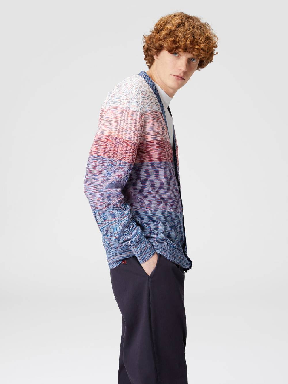 M Missoni Cardigan in maglia di cotone fiammato dégradé Nuova
