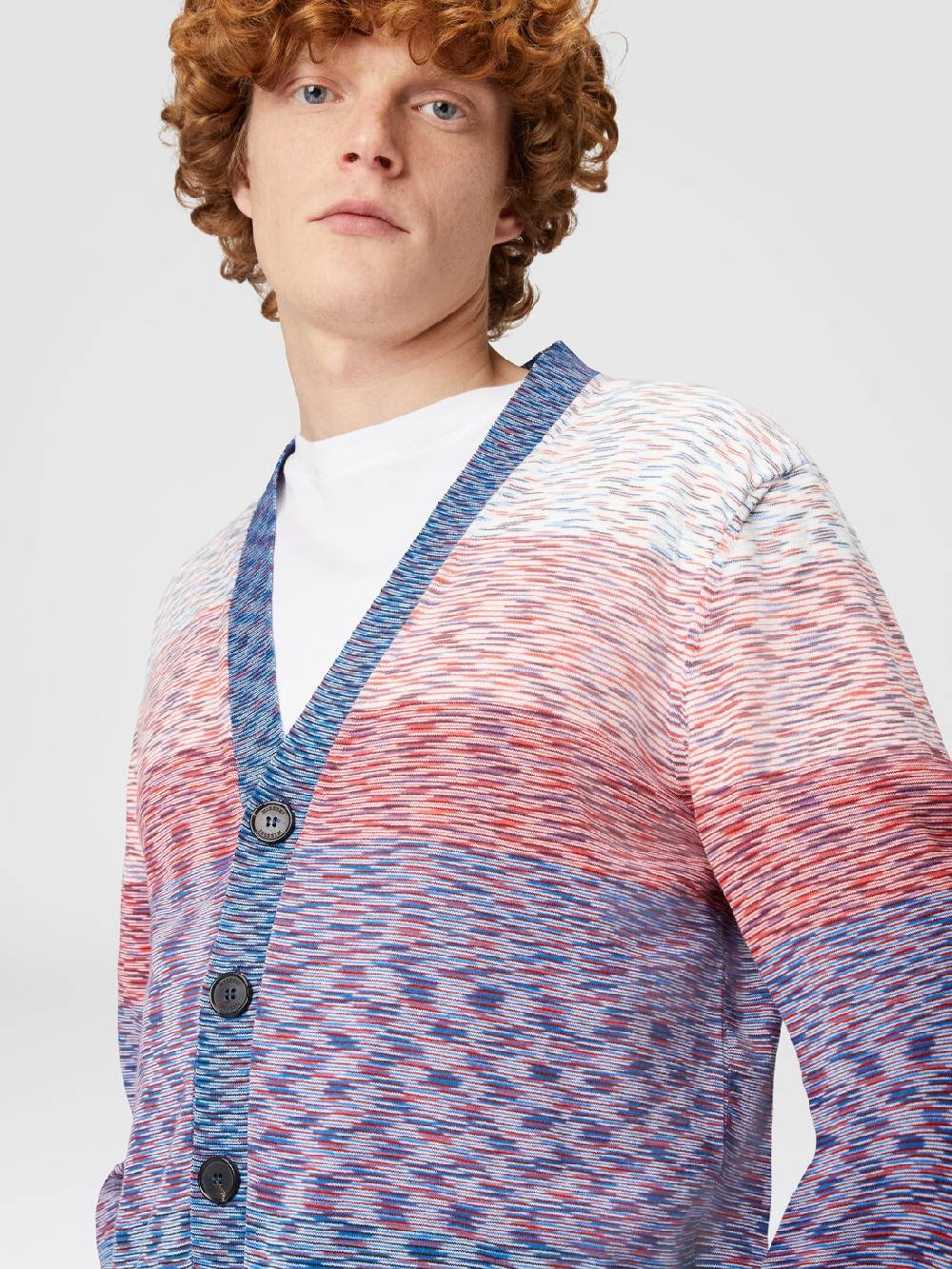 M Missoni Cardigan in maglia di cotone fiammato dégradé Nuova