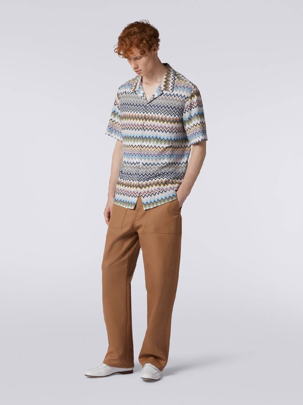 M Missoni Camicia a maniche corte modello bowling in cotone zig zag Italia