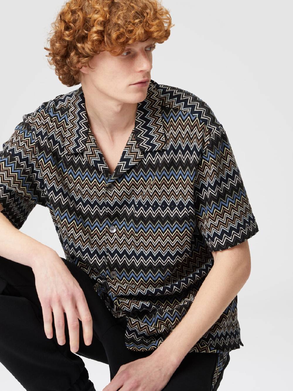 M Missoni Camicia taglio bowling in cotone zig zag In Linea