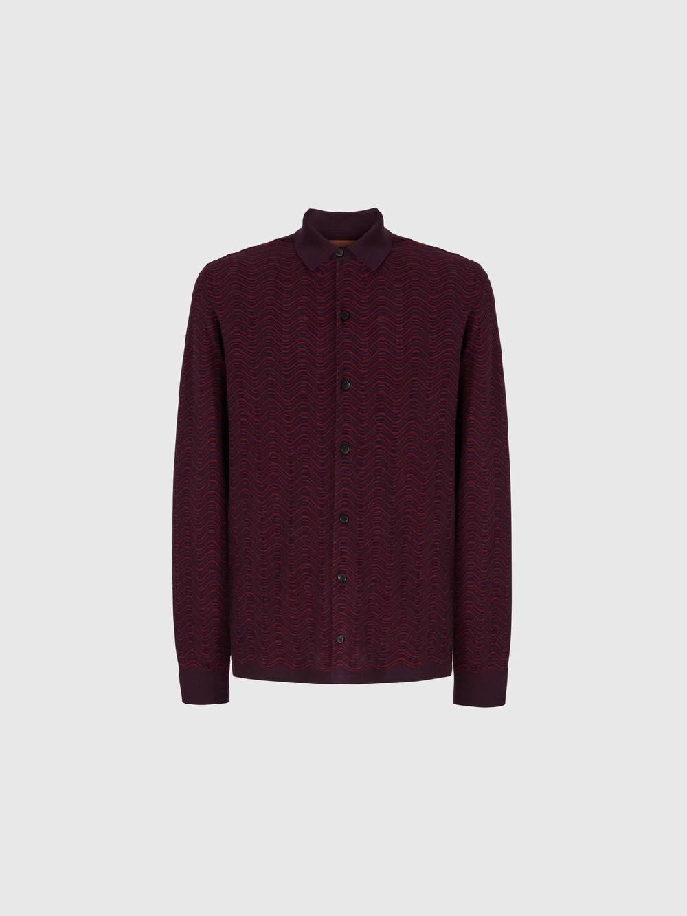 M Missoni Camicia in lana vergine e viscosa con motivo onda Promozione
