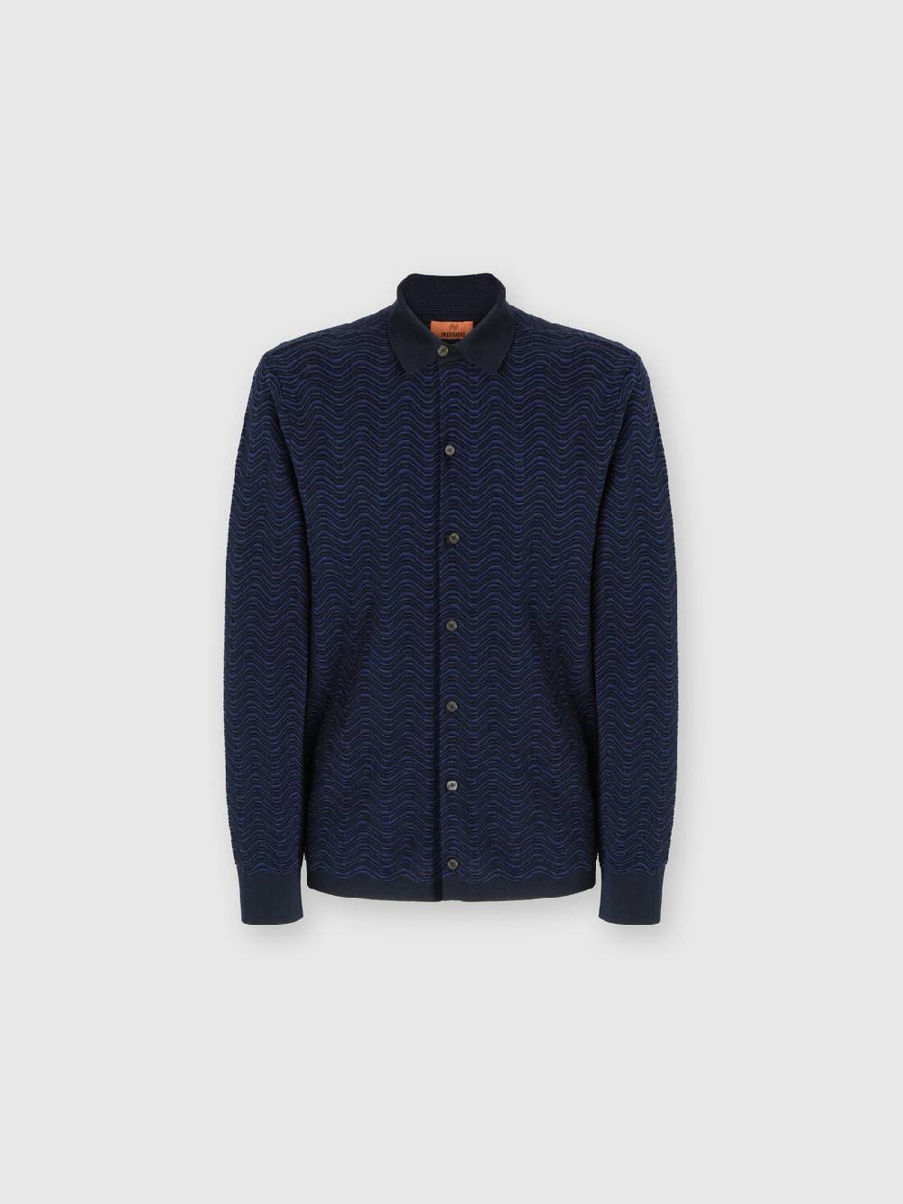 M Missoni Camicia in lana vergine e viscosa con motivo onda Spedizione Gratuita