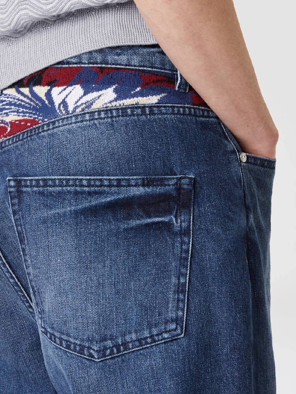 M Missoni Cinque tasche in denim con inserto in maglia motivo Venezia Acquista Ora