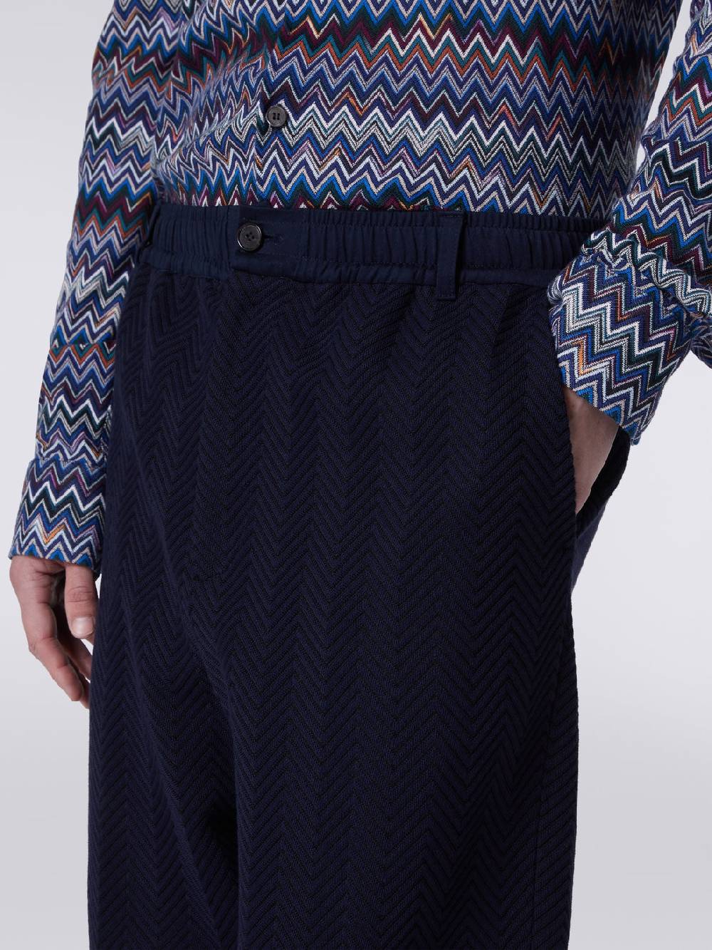 M Missoni Pantaloni classici in cotone e viscosa zig zag Vendite stagionali
