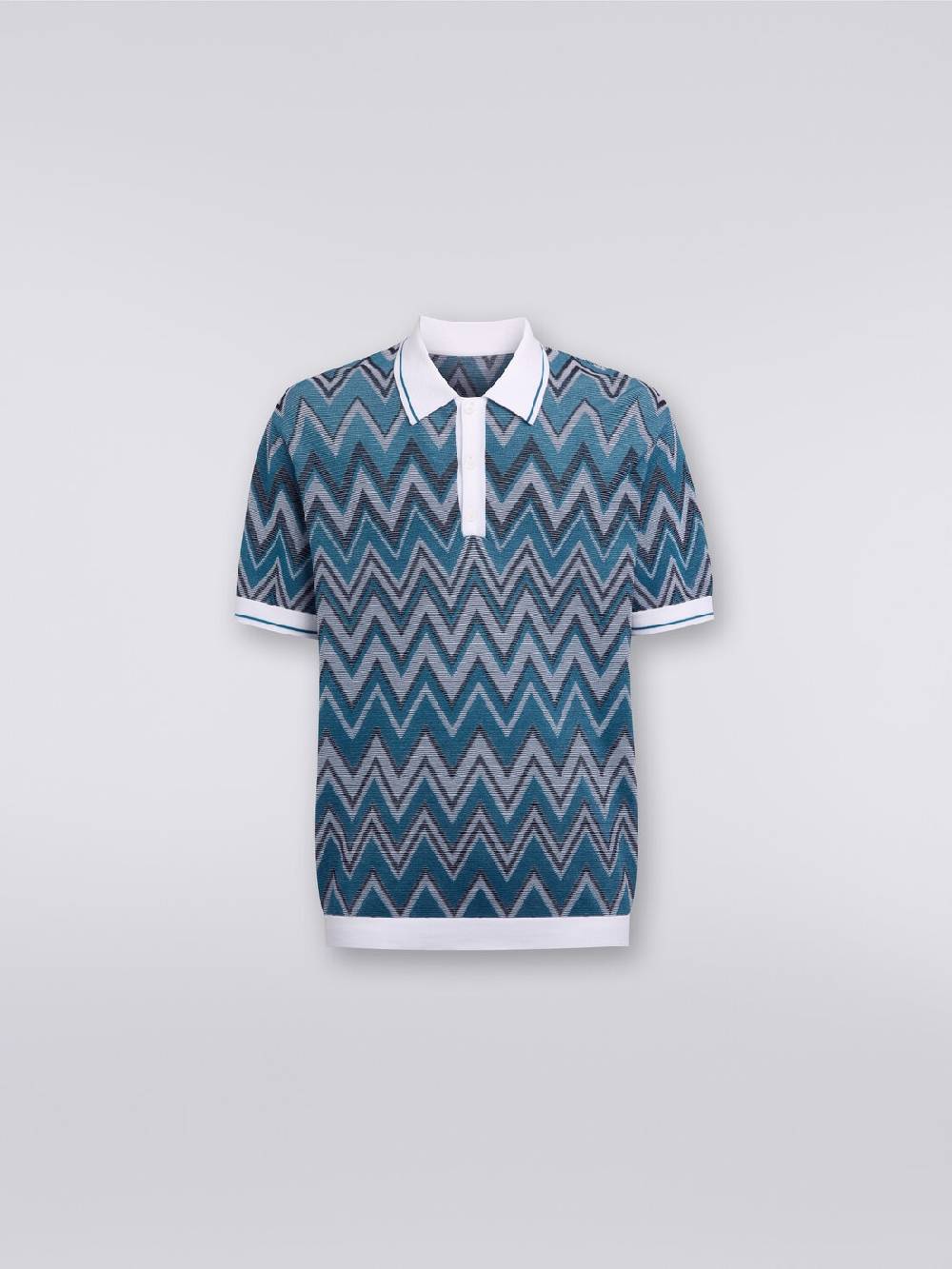 M Missoni Polo in maglia zig zag con dettagli tinta unita Sconto