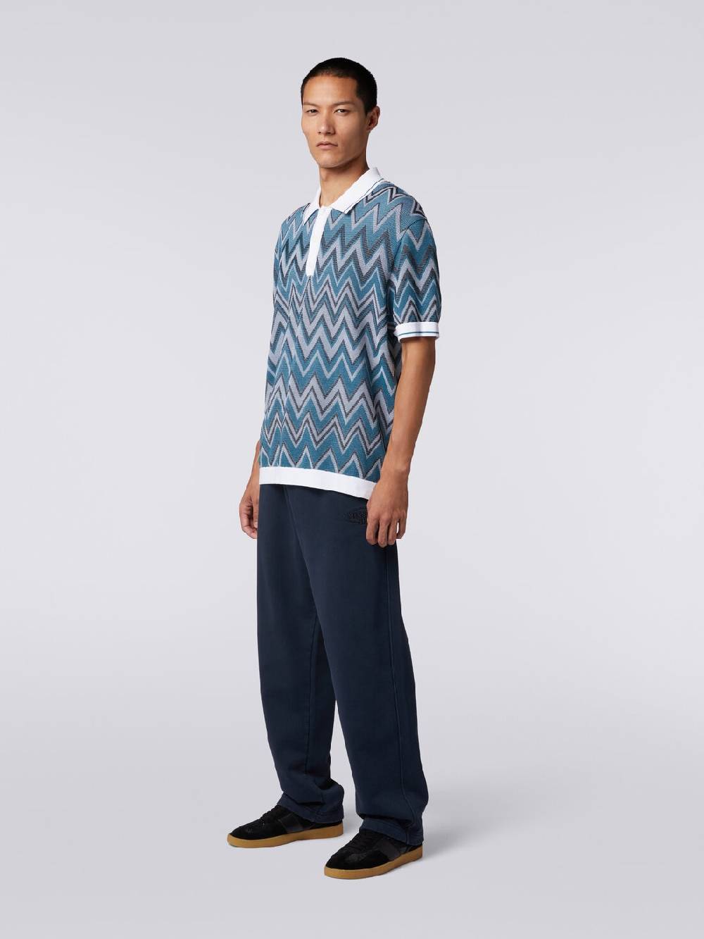 M Missoni Polo in maglia zig zag con dettagli tinta unita Sconto
