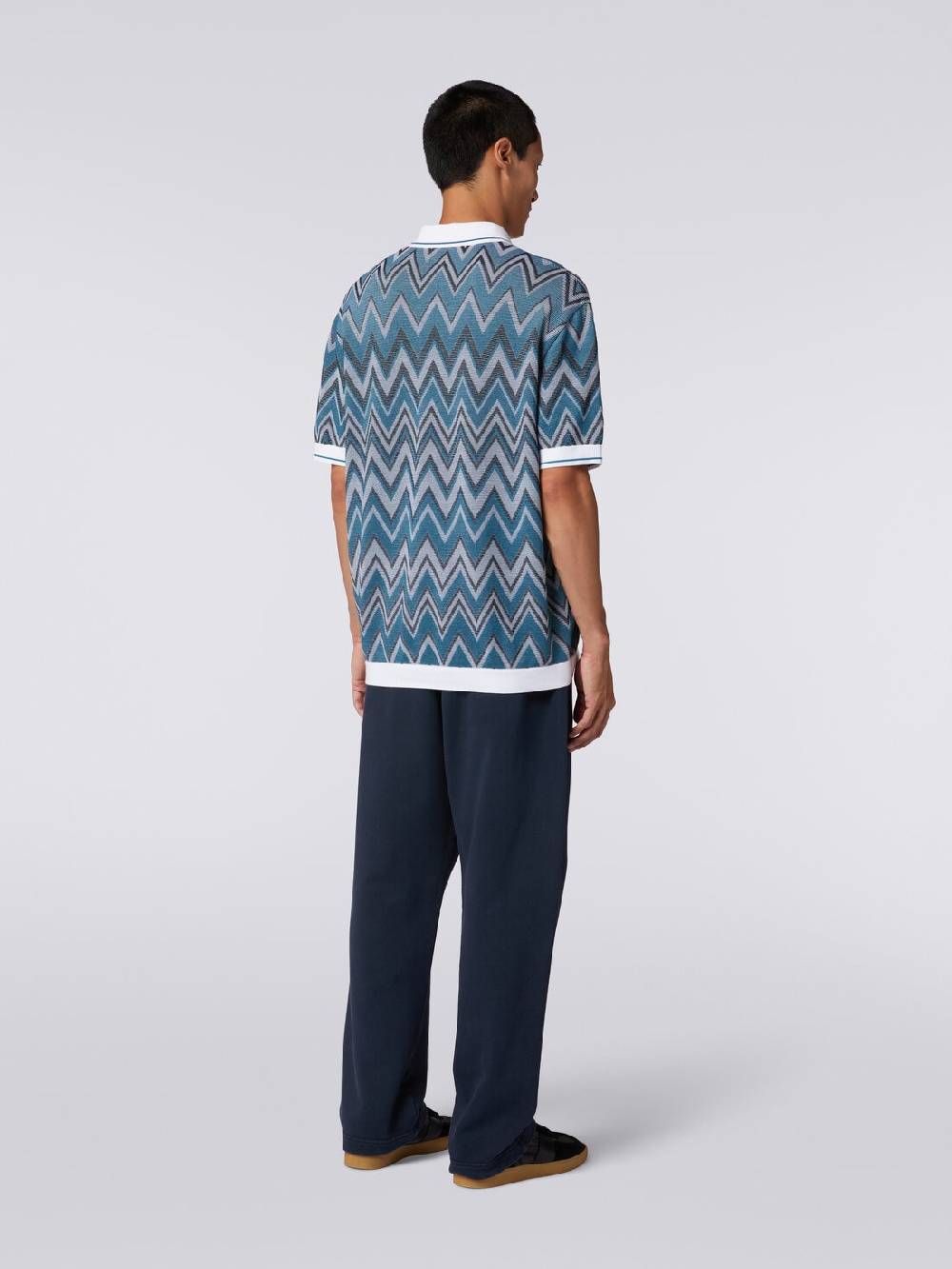 M Missoni Polo in maglia zig zag con dettagli tinta unita Sconto
