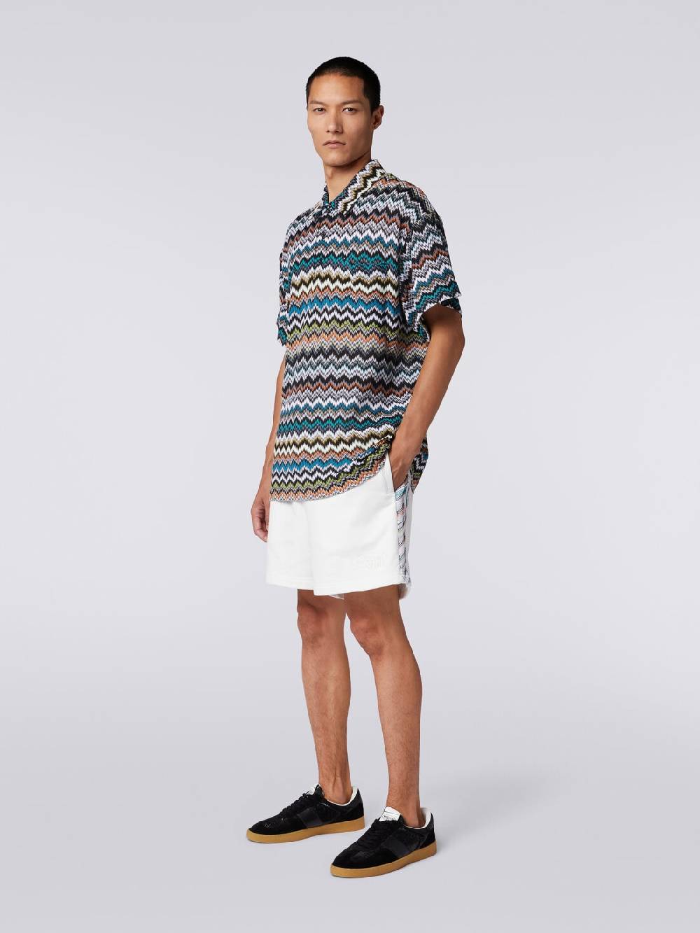 M Missoni Polo in maglia di viscosa e cotone zig zag Economico