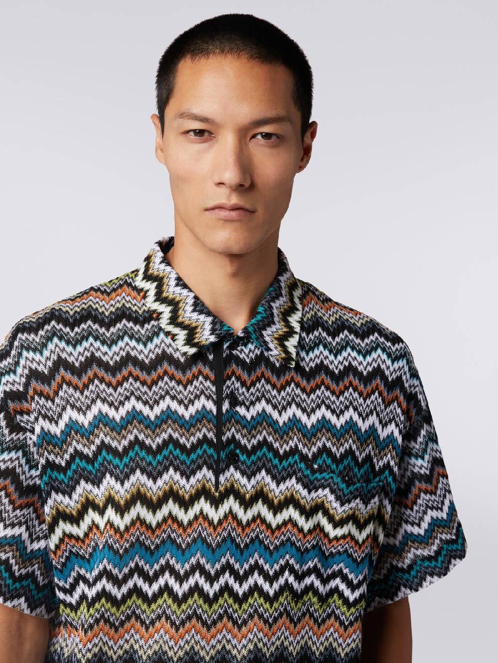 M Missoni Polo in maglia di viscosa e cotone zig zag Economico