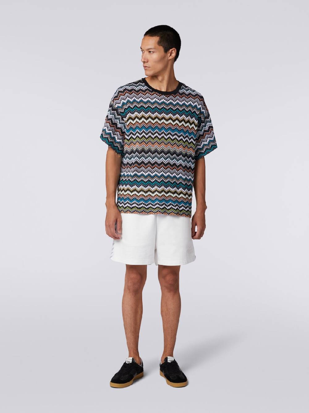 M Missoni T-shirt girocollo in maglia di cotone zig zag