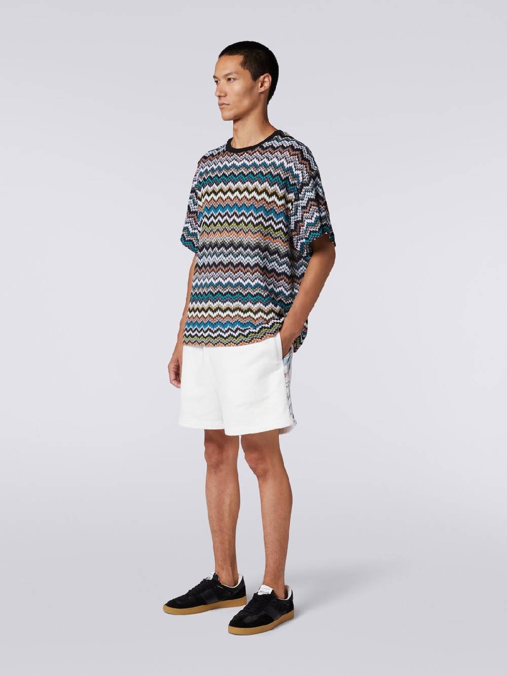M Missoni T-shirt girocollo in maglia di cotone zig zag Online