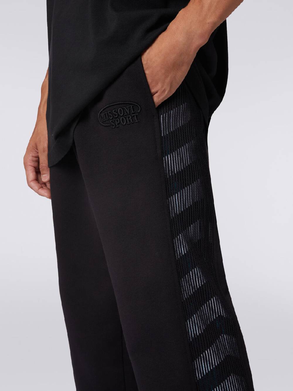 M Missoni Pantaloni in felpa con logo e bande laterali in maglia Offerte